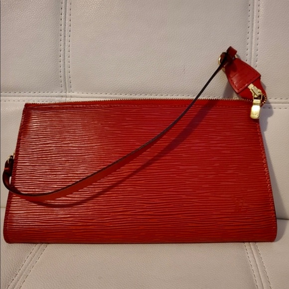 Authentic Louis Vuitton Red Epi Pouchette - Picture 2 of 11